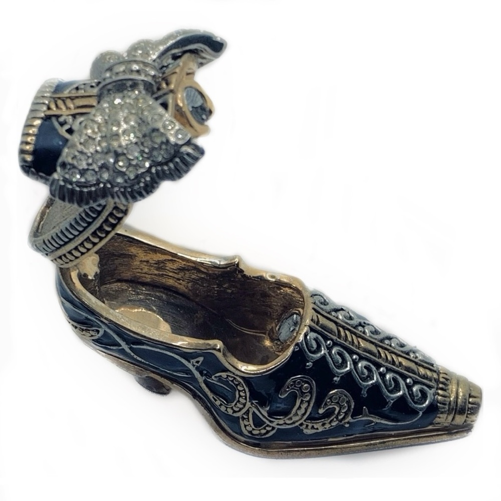 Victorian Shoe Novelty Trinket Box embellished with rhinestones & enamel